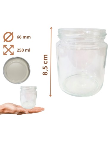 Słoiki - Słoik 250ml KOMPLET z POKRYWKĄ słoik dżemy konfitury przyprawy deserki 66mm - product 16