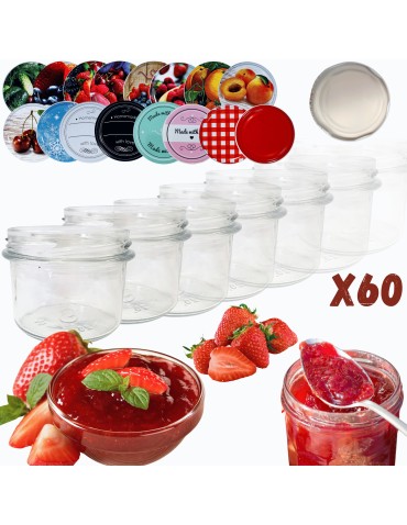 Słoiki - Słoiki 235ml 60 KOMPLETÓW z POKRYWKĄ dżemy konfitury przyprawy deserki 82mm - product 14