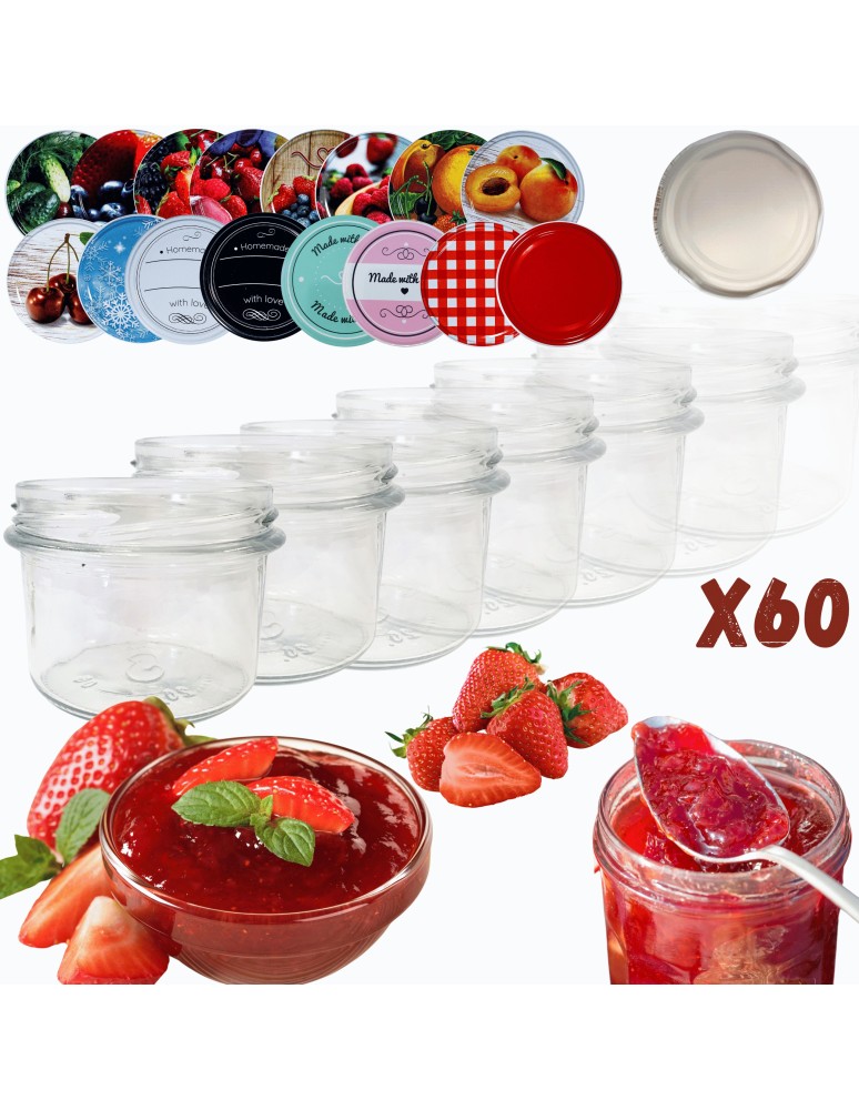 Słoiki - Słoiki 235ml 60 KOMPLETÓW z POKRYWKĄ dżemy konfitury przyprawy deserki 82mm - product MODO24.PL 14
