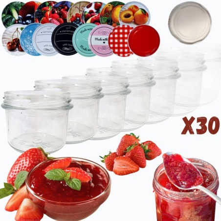 Słoiki 235ml 30 KOMPLETÓW z POKRYWKĄ dżemy konfitury przyprawy deserki 82mm