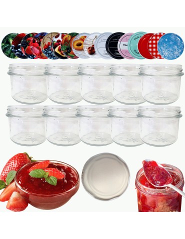 Słoiki - Słoiki 235ml 10 KOMPLETÓW z POKRYWKĄ dżemy konfitury przyprawy deserki 82mm - product 14