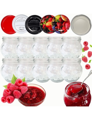 Słoiki - Słoiki 215ml 10 KOMPLETÓW z POKRYWKĄ dżemy konfitury przyprawy deserki 66mm - product 14