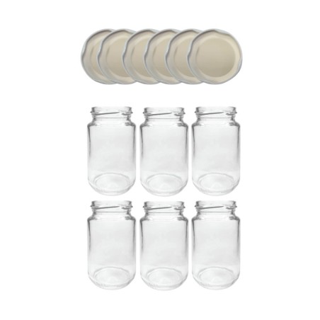 Słoiki 190ml 6 KOMPLETÓW z POKRYWKĄ dżemy konfitury przyprawy deserki 53mm