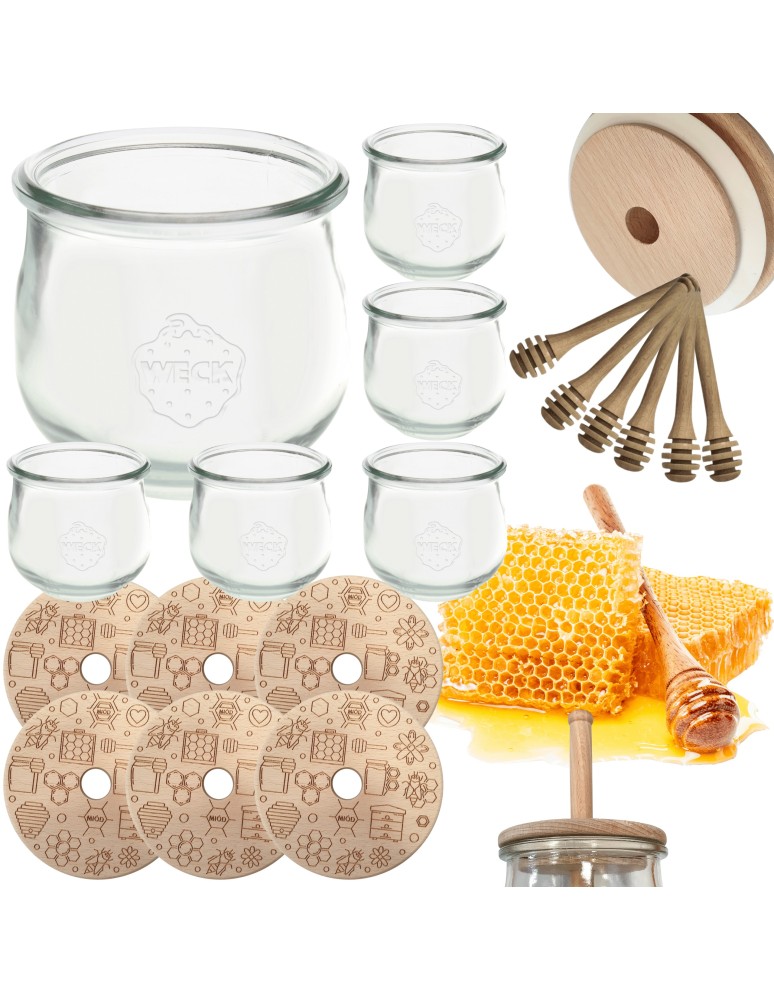 Słoiki weck - Słoiki na miód WECK zestaw słoików do miodu z nabierakiem 580ml W4 6szt EKO - product MODO24.PL 15
