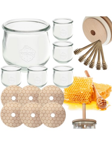 Słoiki weck - Słoiki na miód WECK zestaw słoików do miodu z nabierakiem 580ml W3 6szt EKO - product 15