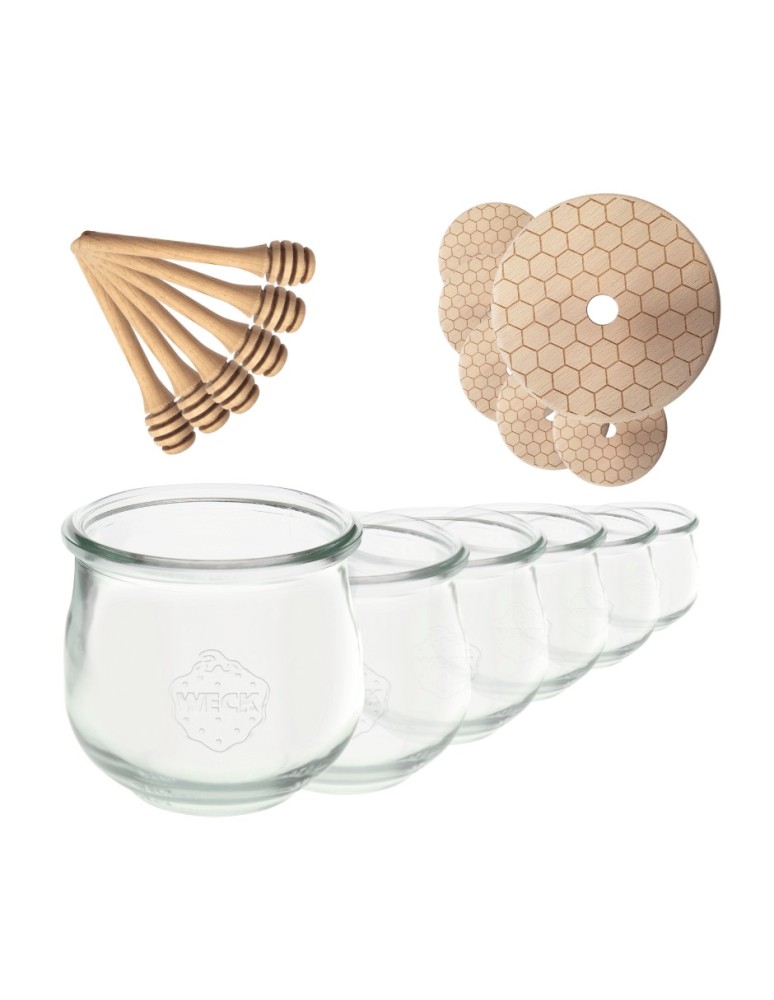 Słoiki weck - Słoiki na miód WECK zestaw słoików do miodu z nabierakiem 580ml W3 6szt EKO - product MODO24.PL 16