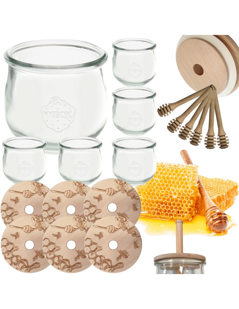 Słoiki weck - Słoiki na miód WECK zestaw słoików do miodu z nabierakiem 580ml W2 6szt EKO - product MODO24.PL 15