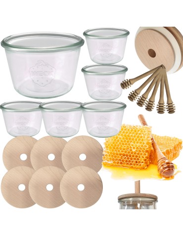 Słoiki weck - Słoiki na miód WECK zestaw słoików do miodu z nabierakiem 370ml W5 6szt EKO - product 15