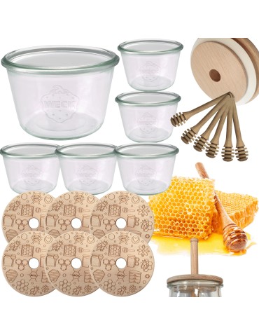 Słoiki weck - Słoiki na miód WECK zestaw słoików do miodu z nabierakiem 370ml W4 6szt EKO - product 15