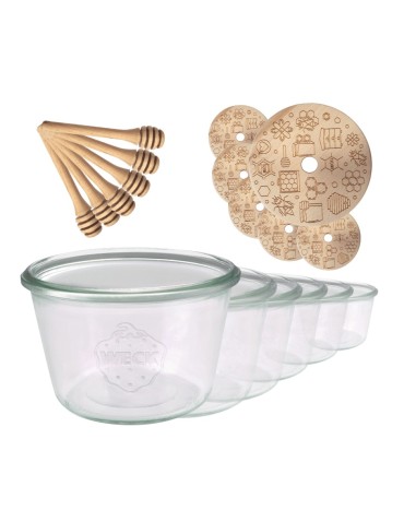 Słoiki weck - Słoiki na miód WECK zestaw słoików do miodu z nabierakiem 370ml W4 6szt EKO - product 16