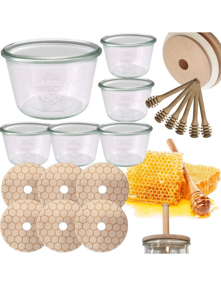 Słoiki weck - Słoiki na miód WECK zestaw słoików do miodu z nabierakiem 370ml W3 6szt EKO - product MODO24.PL 15
