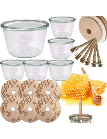 Słoiki weck - Słoiki na miód WECK zestaw słoików do miodu z nabierakiem 370ml W2 6szt EKO - product 15