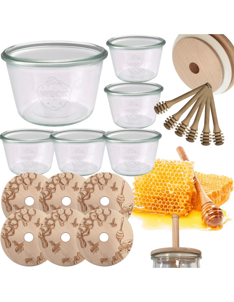 Słoiki weck - Słoiki na miód WECK zestaw słoików do miodu z nabierakiem 370ml W2 6szt EKO - product MODO24.PL 15