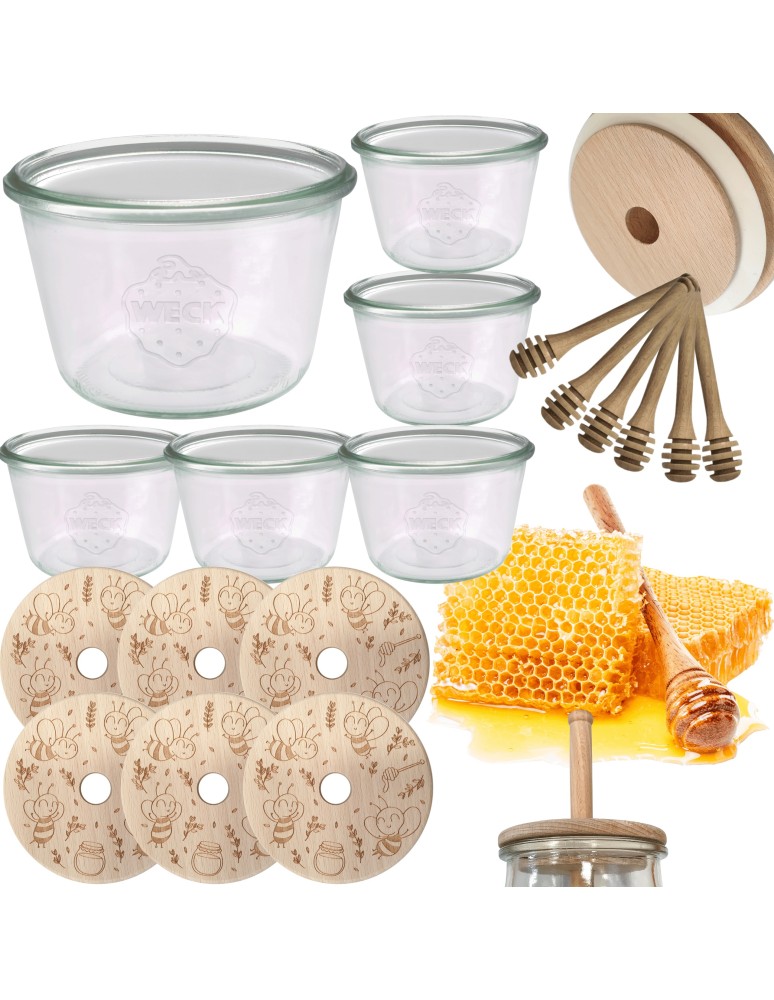 Słoiki weck - Słoiki na miód WECK zestaw słoików do miodu z nabierakiem 370ml W1 6szt EKO - product MODO24.PL 15