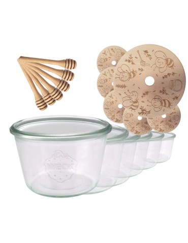 Słoiki weck - Słoiki na miód WECK zestaw słoików do miodu z nabierakiem 370ml W1 6szt EKO - product 16