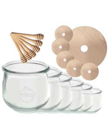 Słoiki weck - Słoiki na miód WECK zestaw słoików do miodu z nabierakiem 370ml W5 6szt EKO - product 16
