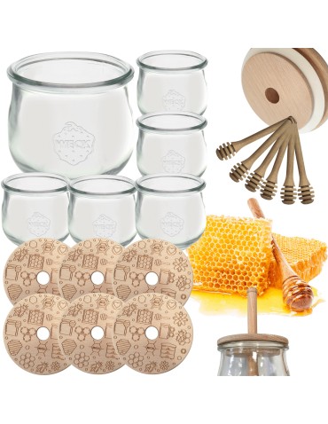 Słoiki weck - Słoiki na miód WECK zestaw słoików do miodu z nabierakiem 370ml W4 6szt EKO - product 15
