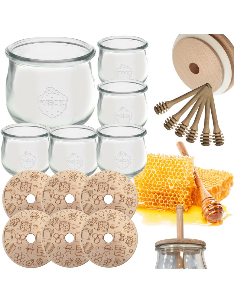 Słoiki weck - Słoiki na miód WECK zestaw słoików do miodu z nabierakiem 370ml W4 6szt EKO - product MODO24.PL 15