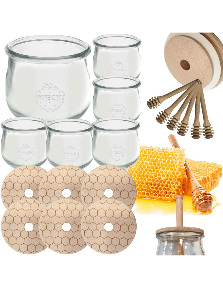 Słoiki weck - Słoiki na miód WECK zestaw słoików do miodu z nabierakiem 370ml W3 6szt EKO - product MODO24.PL 15