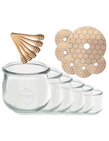 Słoiki weck - Słoiki na miód WECK zestaw słoików do miodu z nabierakiem 370ml W3 6szt EKO - product 16