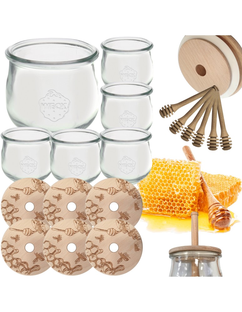 Słoiki weck - Słoiki na miód WECK zestaw słoików do miodu z nabierakiem 370ml W2 6szt EKO - product MODO24.PL 15