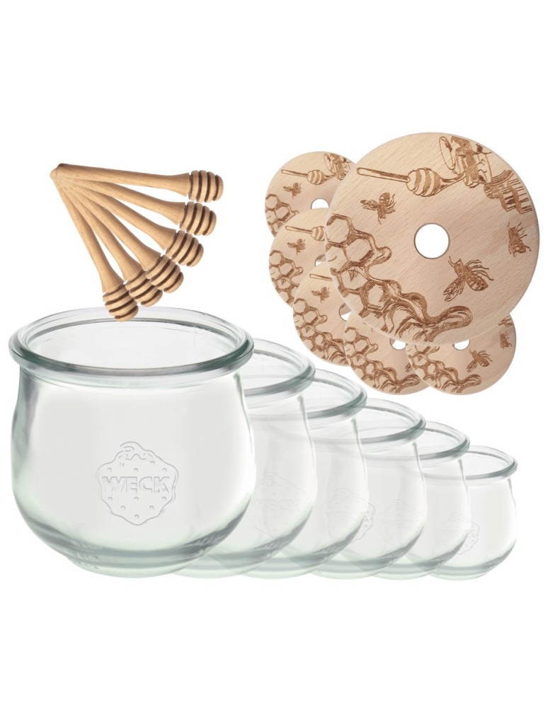 Słoiki weck - Słoiki na miód WECK zestaw słoików do miodu z nabierakiem 370ml W2 6szt EKO - product MODO24.PL 16