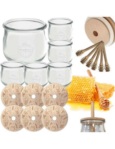 Słoiki weck - Słoiki na miód WECK zestaw słoików do miodu z nabierakiem 370ml W1 6szt EKO - product 15