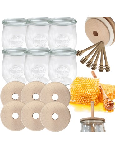 Słoiki weck - Słoiki na miód WECK zestaw słoików do miodu z nabierakiem 220ml W5 6szt EKO - product 15