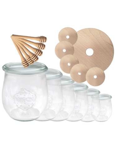 Słoiki weck - Słoiki na miód WECK zestaw słoików do miodu z nabierakiem 220ml W5 6szt EKO - product 16