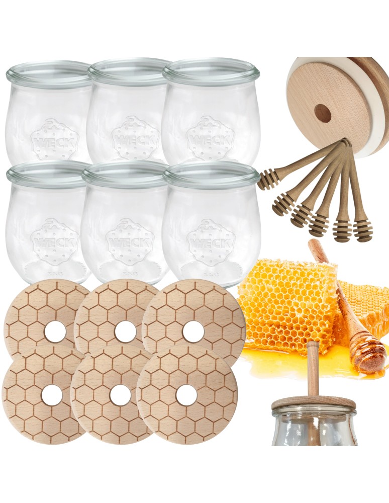 Słoiki weck - Słoiki na miód WECK zestaw słoików do miodu z nabierakiem 220ml W3 6szt EKO - product MODO24.PL 15