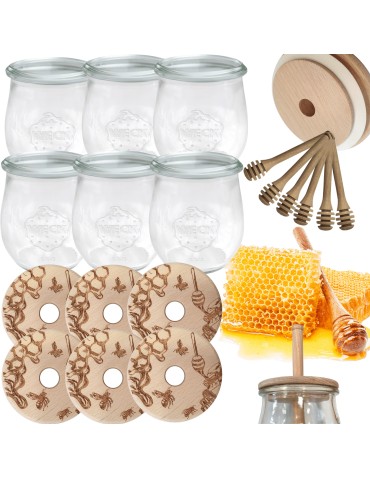 Słoiki weck - Słoiki na miód WECK zestaw słoików do miodu z nabierakiem 220ml W2 6szt EKO - product 15