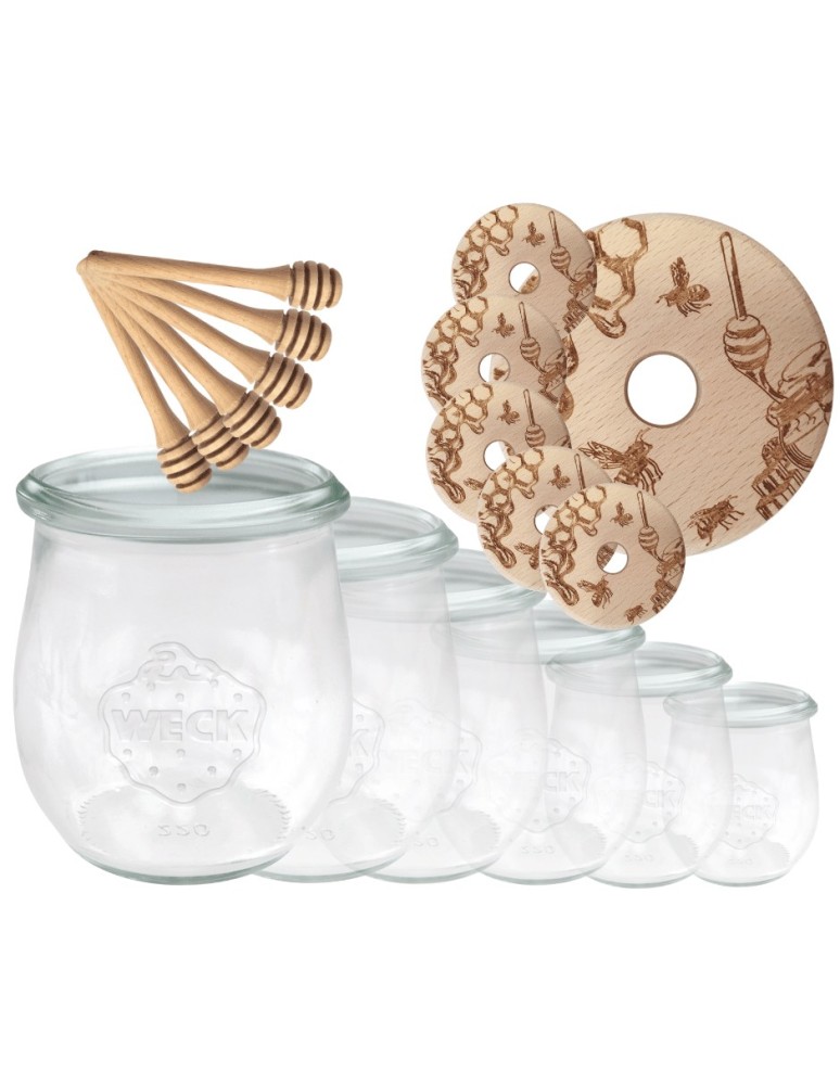 Słoiki weck - Słoiki na miód WECK zestaw słoików do miodu z nabierakiem 220ml W2 6szt EKO - product MODO24.PL 16