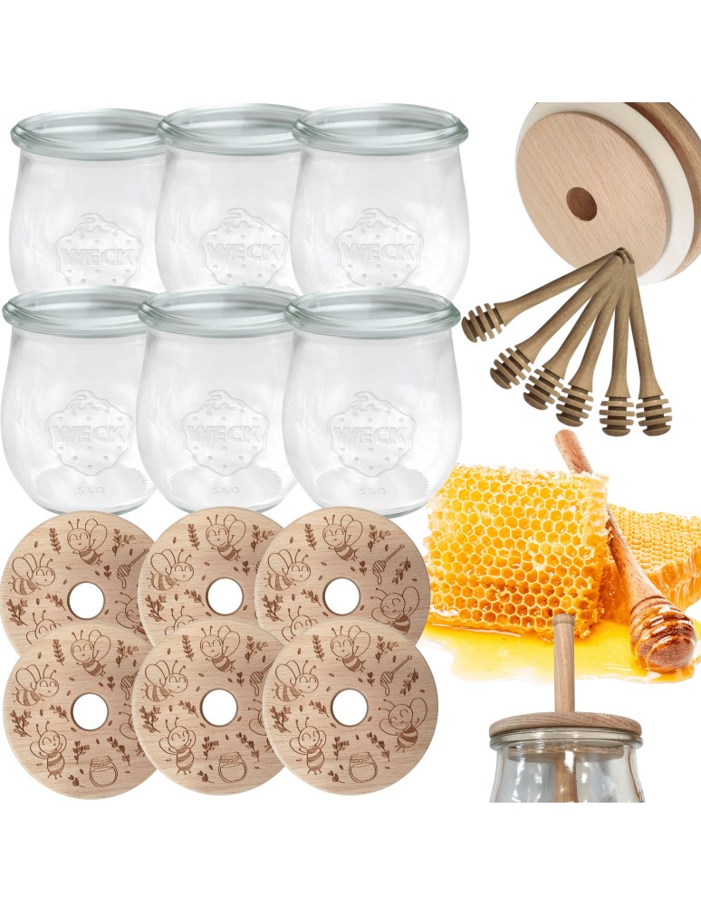 Słoiki weck - Słoiki na miód WECK zestaw słoików do miodu z nabierakiem 220ml W1 6szt EKO - product MODO24.PL 15