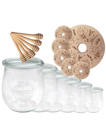 Słoiki weck - Słoiki na miód WECK zestaw słoików do miodu z nabierakiem 220ml W1 6szt EKO - product 16