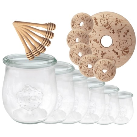 Słoiki na miód WECK zestaw słoików do miodu z nabierakiem 220ml W1 6szt EKO
