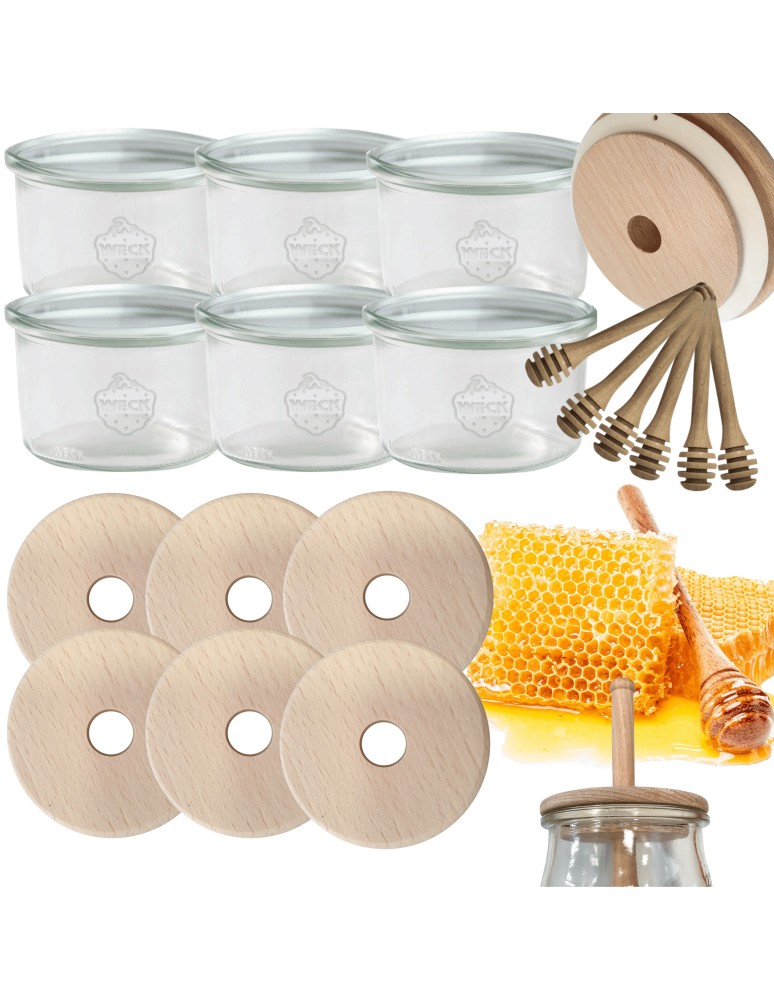 Słoiki weck - Słoiki na miód WECK zestaw słoików do miodu z nabierakiem 200ml W5 6szt EKO - product MODO24.PL 15