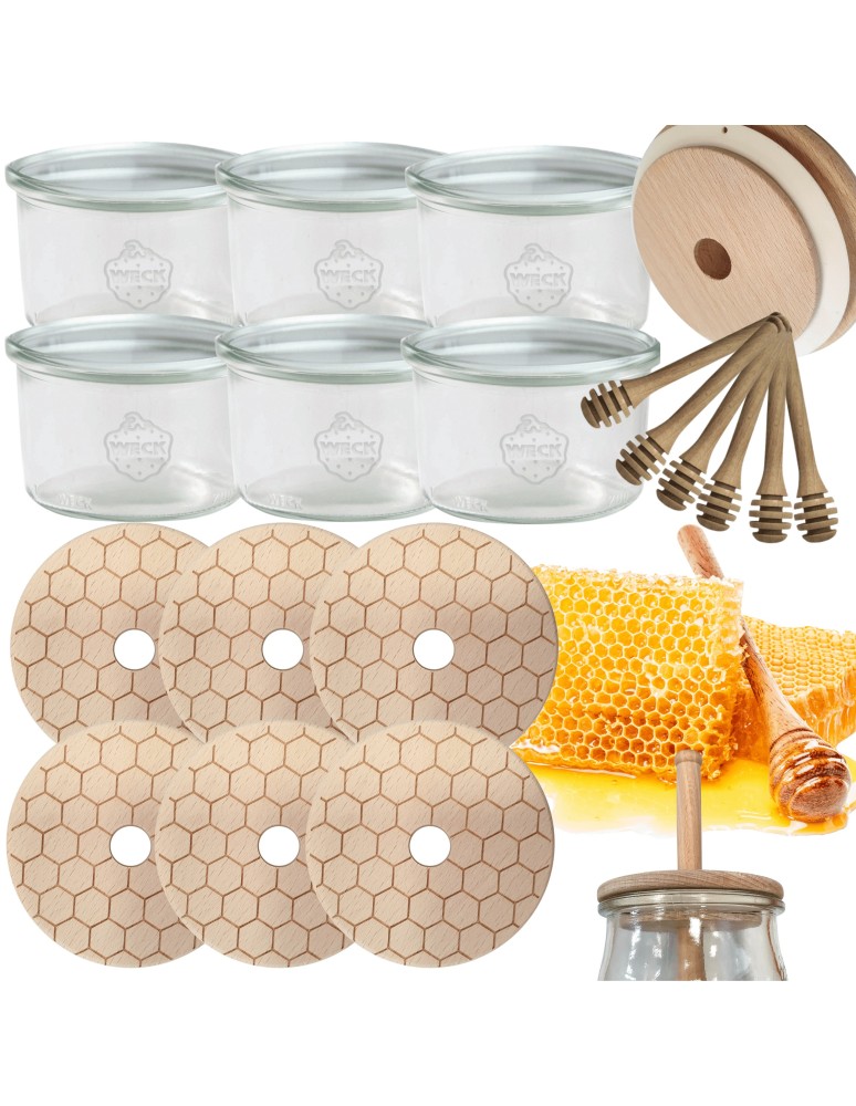 Słoiki weck - Słoiki na miód WECK zestaw słoików do miodu z nabierakiem 200ml W3 6szt EKO - product MODO24.PL 15