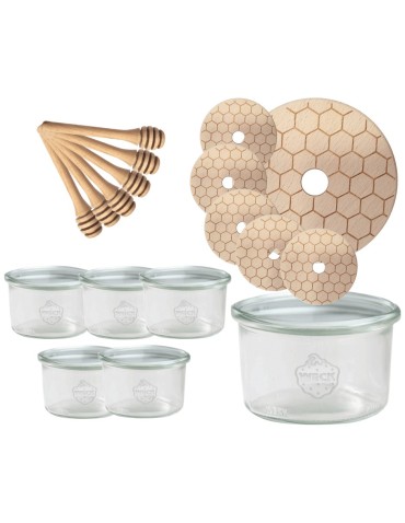 Słoiki weck - Słoiki na miód WECK zestaw słoików do miodu z nabierakiem 200ml W3 6szt EKO - product 16