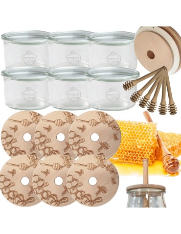 Słoiki weck - Słoiki na miód WECK zestaw słoików do miodu z nabierakiem 200ml W2 6szt EKO - product 15