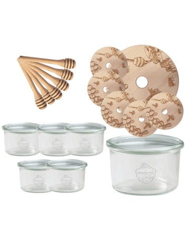 Słoiki weck - Słoiki na miód WECK zestaw słoików do miodu z nabierakiem 200ml W2 6szt EKO - product 16