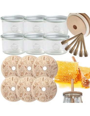 Słoiki weck - Słoiki na miód WECK zestaw słoików do miodu z nabierakiem 200ml W1 6szt EKO - product 15