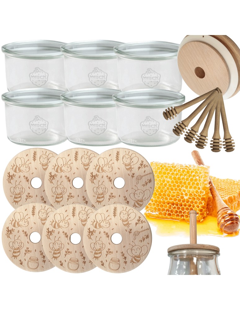 Słoiki weck - Słoiki na miód WECK zestaw słoików do miodu z nabierakiem 200ml W1 6szt EKO - product MODO24.PL 15
