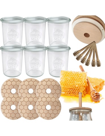 Słoiki weck - Słoiki na miód WECK zestaw słoików do miodu z nabierakiem 160ml W3 6szt EKO - product 15