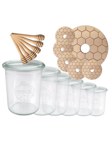 Słoiki weck - Słoiki na miód WECK zestaw słoików do miodu z nabierakiem 160ml W3 6szt EKO - product 16