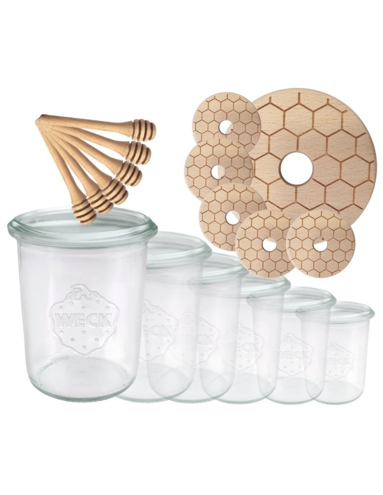 Słoiki weck - Słoiki na miód WECK zestaw słoików do miodu z nabierakiem 160ml W3 6szt EKO - product MODO24.PL 16