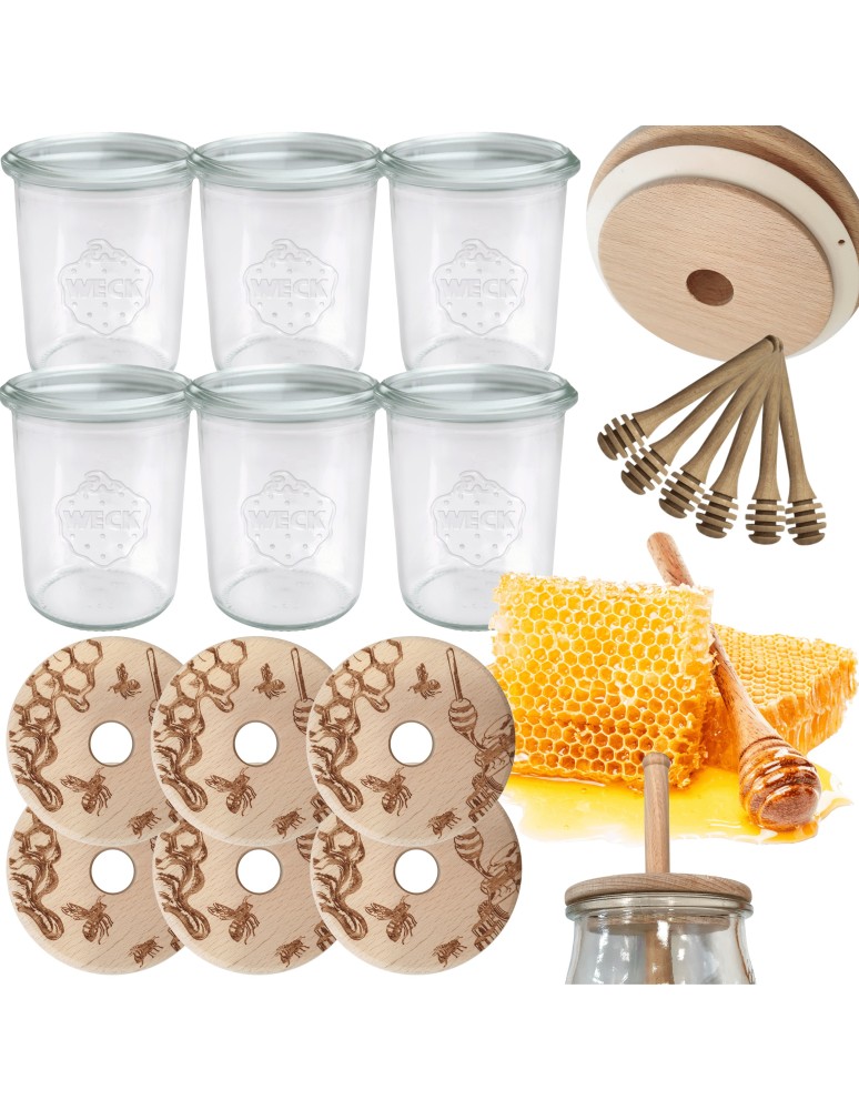 Słoiki weck - Słoiki na miód WECK zestaw słoików do miodu z nabierakiem 160ml W2 6szt EKO - product MODO24.PL 15