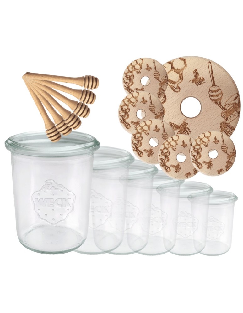 Słoiki weck - Słoiki na miód WECK zestaw słoików do miodu z nabierakiem 160ml W2 6szt EKO - product MODO24.PL 16