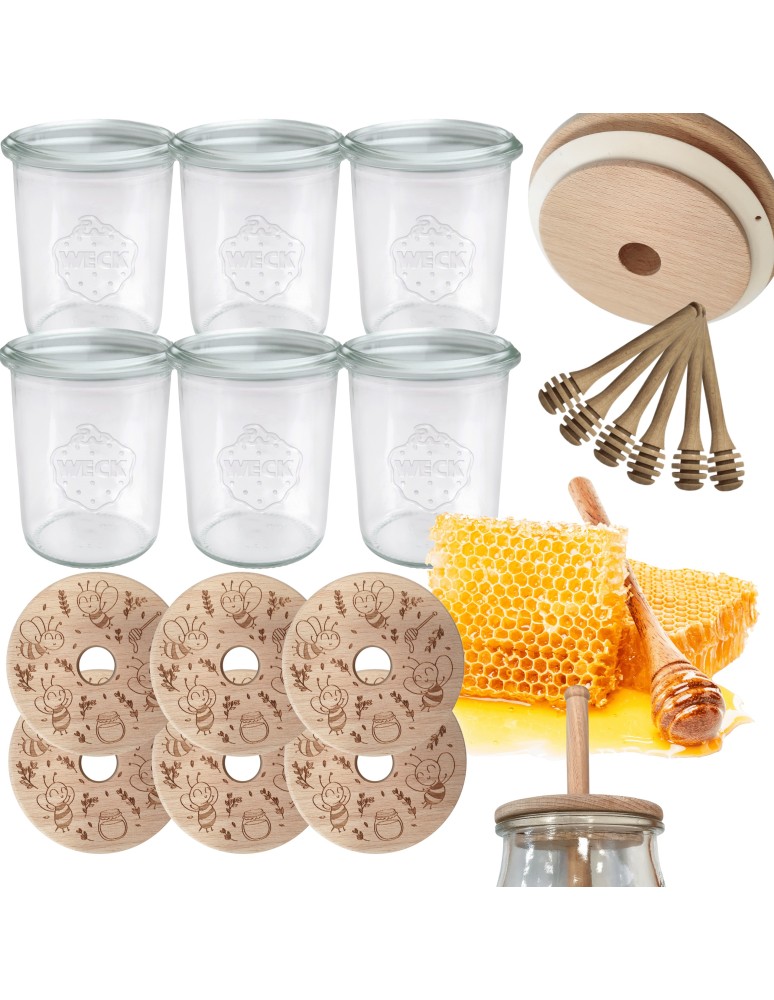 Słoiki weck - Słoiki na miód WECK zestaw słoików do miodu z nabierakiem 160ml W1 6szt EKO - product MODO24.PL 15