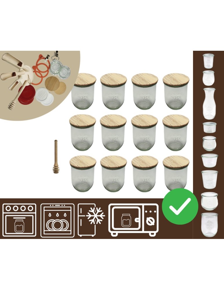 Słoiki i butelki - Słoiki WECK 12szt/ drewniane wieko, nabierak słoik 1l 1062ml TULIP - product MODO24.PL 20