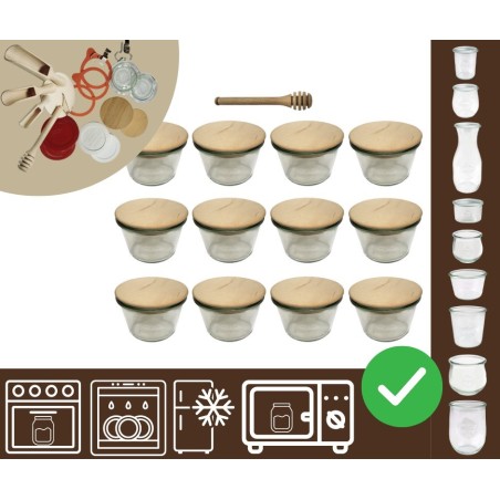 Słoiki WECK 12szt/ drewniane wieko, nabierak słoik 370ml MOLD